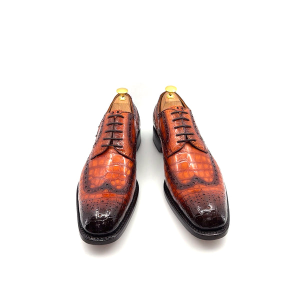Ugo Vasare Alligator Lace-Up Oxford - Camel
