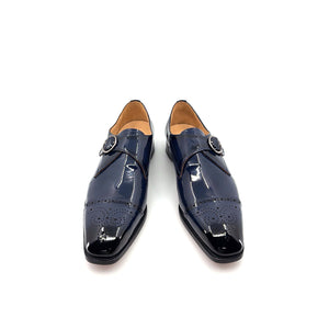 Maurice Patent Leather Monkstrap Shoe - Navy