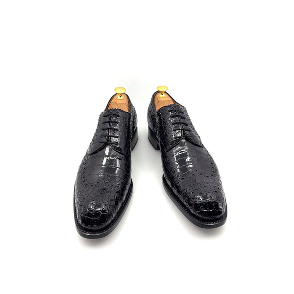 Ugo Vasare Alligator Lace-Up Oxford - Black