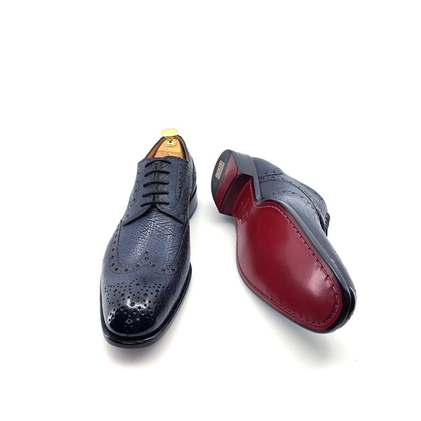 Ugo Vasare Llama Leather Wingtip Oxford - Navy