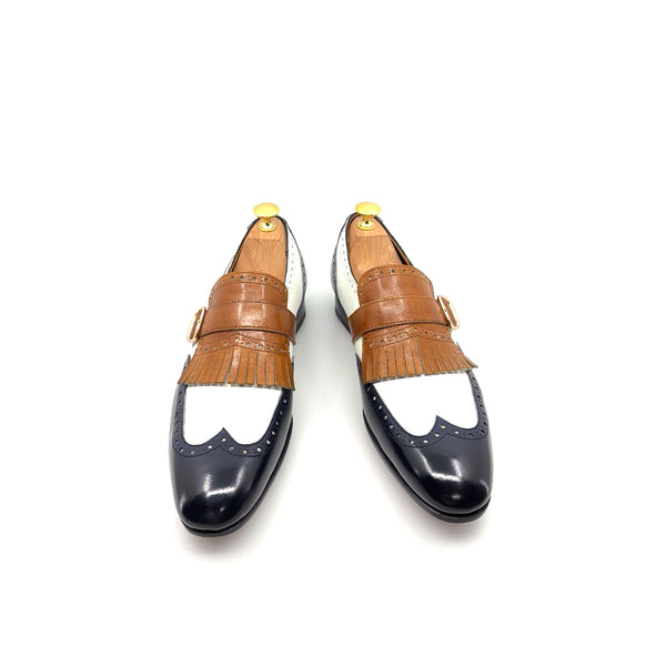 Ugo Vasare Calfskin Loafer - Navy/Camel/White