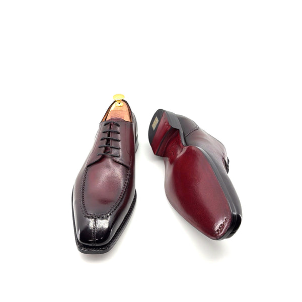 Ugo Vasare "Norman" Calfskin Lace-Up Split-Toe Derby - Burgundy