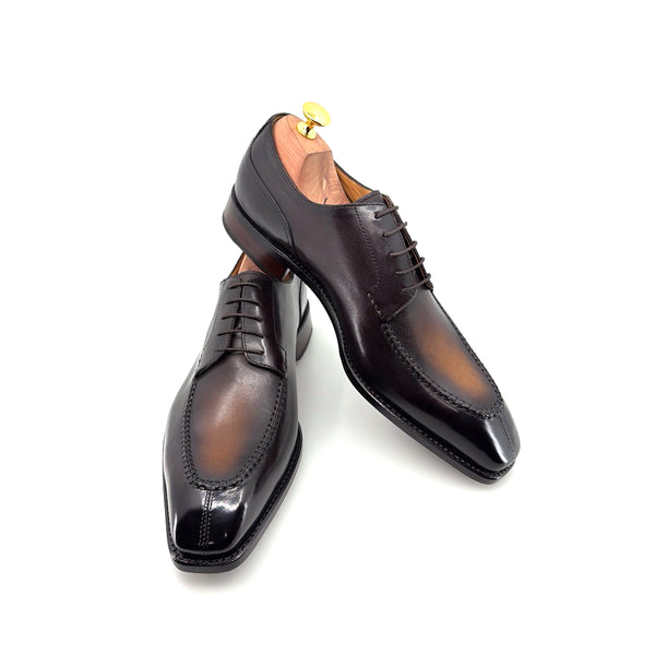 Ugo Vasare "Norman" Calfskin Lace-Up Split-Toe Derby - Cognac