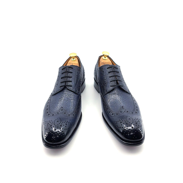Ugo Vasare Llama Leather Wingtip Oxford - Navy