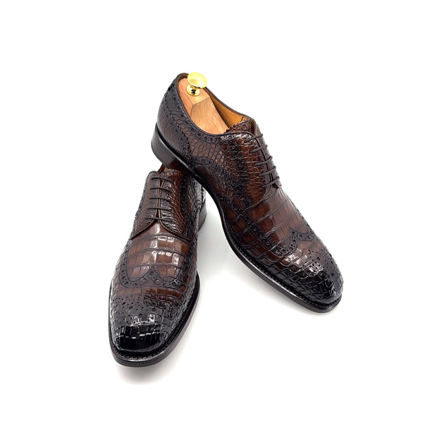 Ugo Vasare Alligator Lace-Up Oxford - Brown