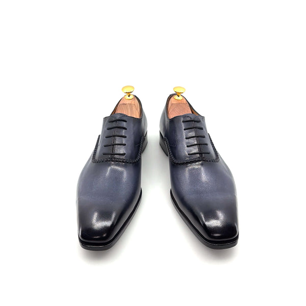 Ugo Vasare "Daniel" Burnished Calfskin Lace-Up Oxford Grey