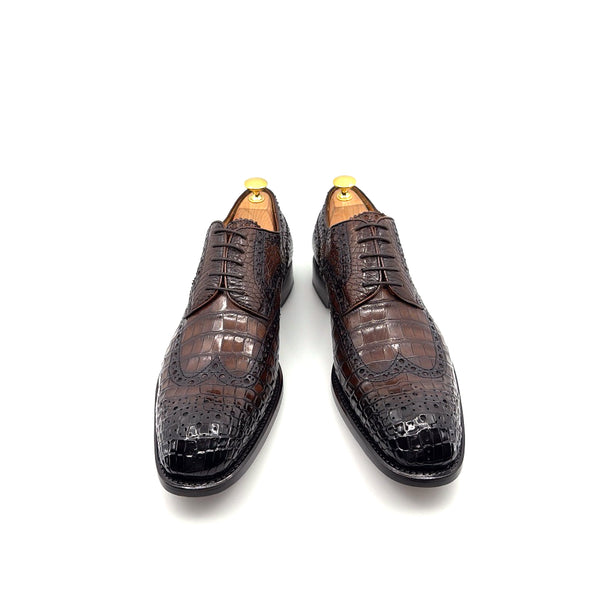 Ugo Vasare Alligator Lace-Up Oxford - Brown