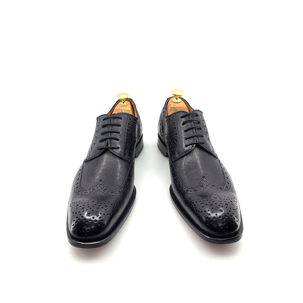 Ugo Vasare Llama Leather Wingtip Oxford - Black