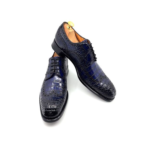 Ugo Vasare Alligator Lace-Up Oxford - Blue