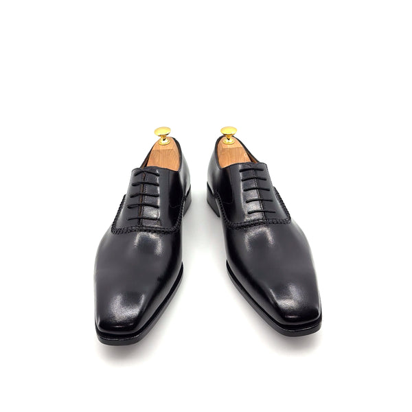 Ugo Vasare "Daniel" Burnished Calfskin Lace-Up Oxford Black