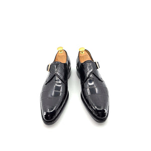 Ugo Vasare Alligator Monkstrap - Black