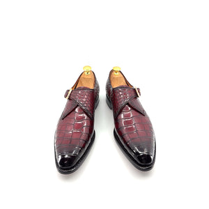 Ugo Vasare Alligator Monkstrap - Burgundy