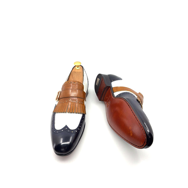 Ugo Vasare Calfskin Loafer - Navy/Camel/White