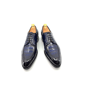 Ugo Vasare Alligator Lace-Up Shoe - Navy