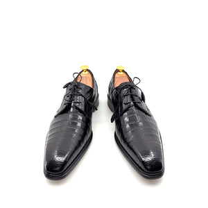 Mezlan "Beverly Hills" Crocodile Lace-Up Shoe Black