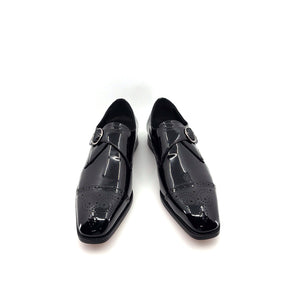 Maurice Patent Leather Monkstrap Shoe - Black