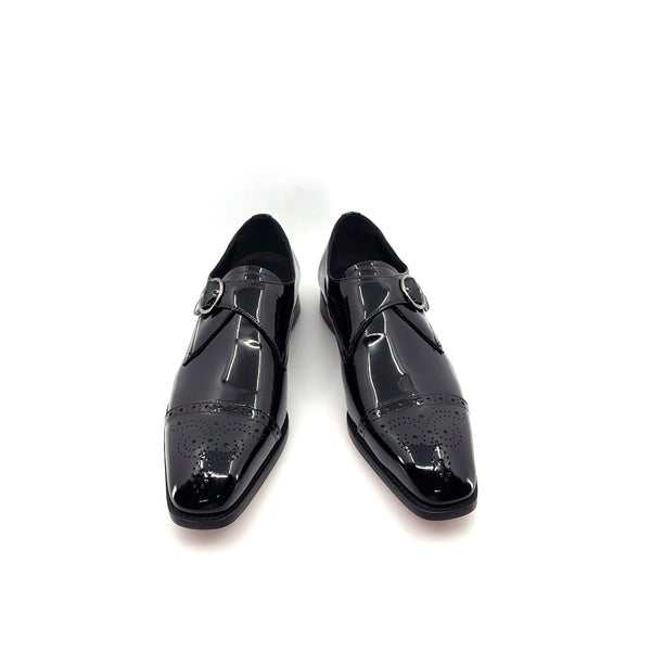 Maurice Patent Leather Monkstrap Shoe - Black