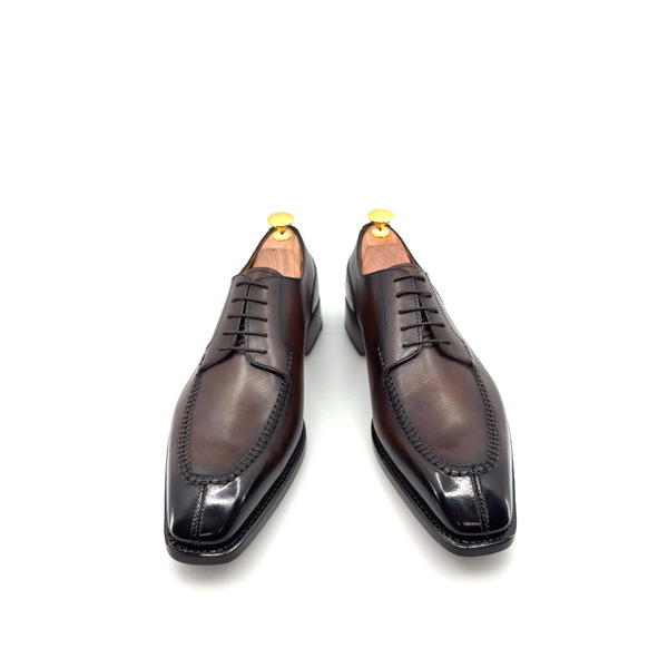 Ugo Vasare "Norman" Calfskin Lace-Up Split-Toe Oxford -Brown