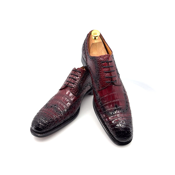 Ugo Vasare Alligator Lace-Up Oxford - Burgundy