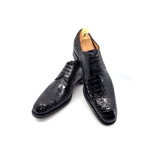 Ugo Vasare Alligator Lace-Up Oxford - Black
