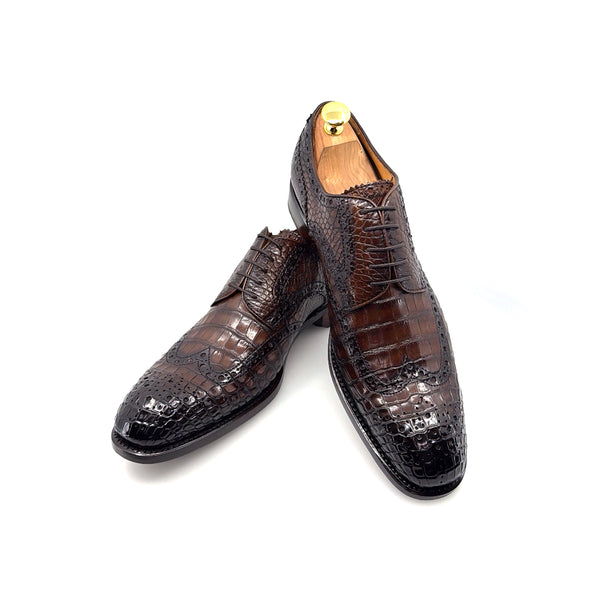 Ugo Vasare Alligator Lace-Up Oxford - Brown