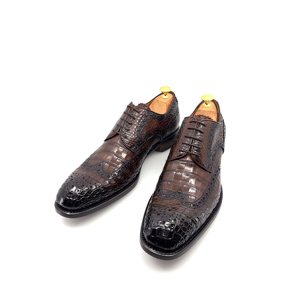 Ugo Vasare Alligator Lace-Up Oxford - Brown