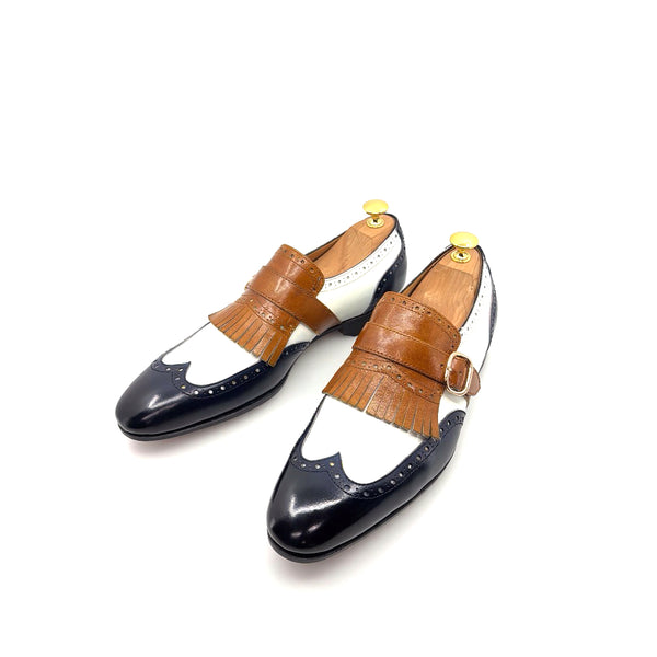 Ugo Vasare Calfskin Loafer - Navy/Camel/White