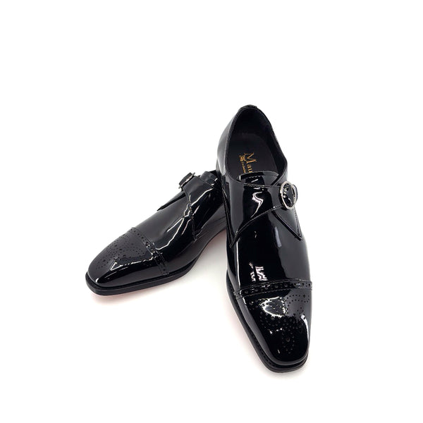 Maurice Patent Leather Monkstrap Shoe - Black