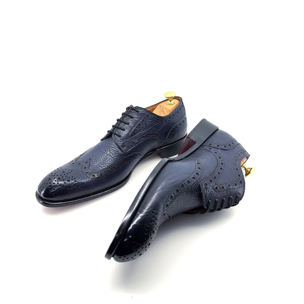 Ugo Vasare Llama Leather Wingtip Oxford - Navy