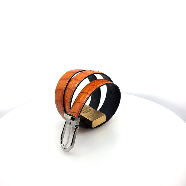 Maurice Custom Alligator Belt - Tangerine