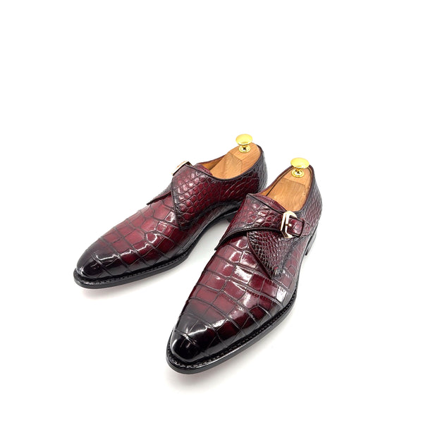 Ugo Vasare Alligator Monkstrap - Burgundy