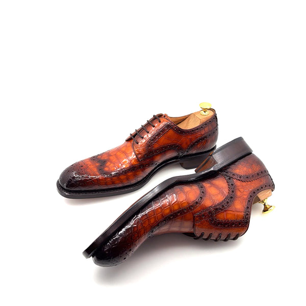 Ugo Vasare Alligator Lace-Up Oxford - Camel
