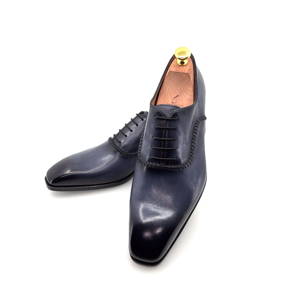 Ugo Vasare "Daniel" Burnished Calfskin Lace-Up Oxford Grey