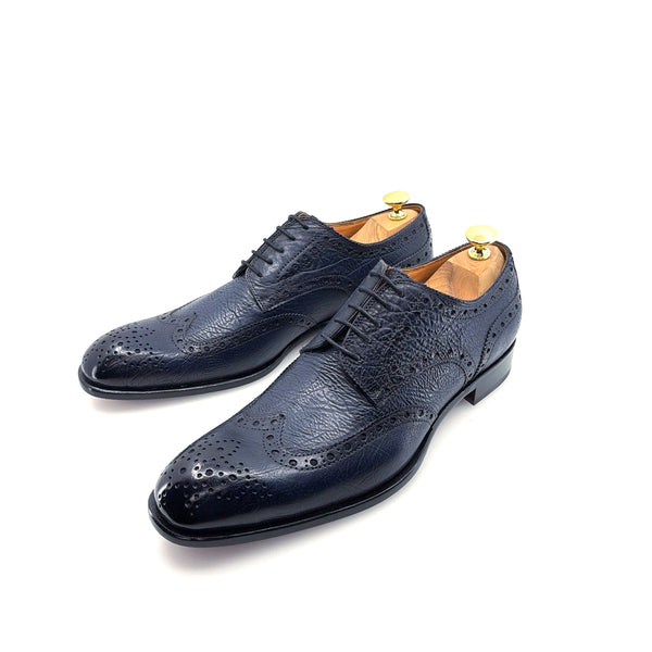 Ugo Vasare Llama Leather Wingtip Oxford - Navy