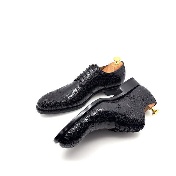 Ugo Vasare Alligator Lace-Up Oxford - Black