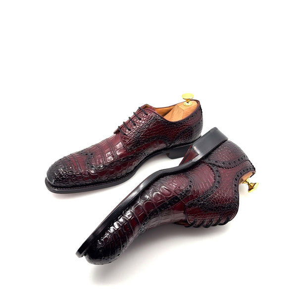 Ugo Vasare Alligator Lace-Up Oxford - Burgundy