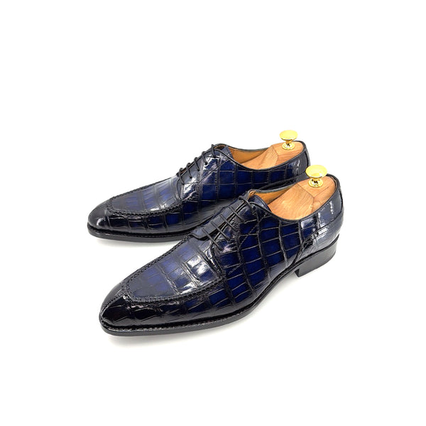 Ugo Vasare Alligator Lace-Up Shoe - Navy