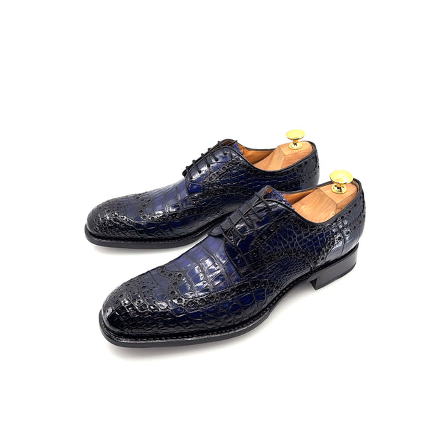 Ugo Vasare Alligator Lace-Up Oxford - Blue