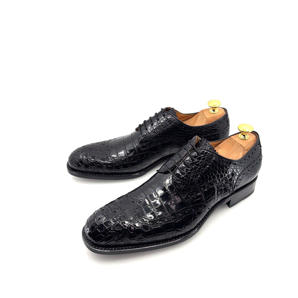 Ugo Vasare Alligator Lace-Up Oxford - Black