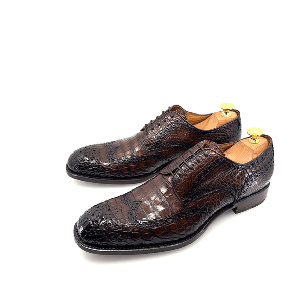 Ugo Vasare Alligator Lace-Up Oxford - Brown