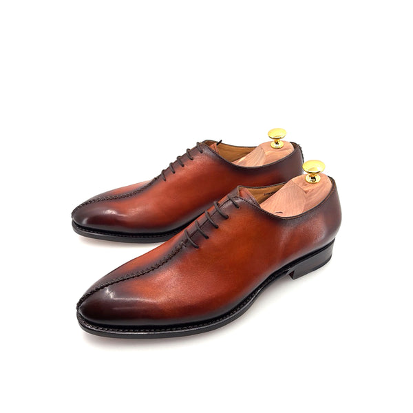Ugo Vasare "Derrick" Burnished Calfskin Lace-Up Oxford Camel