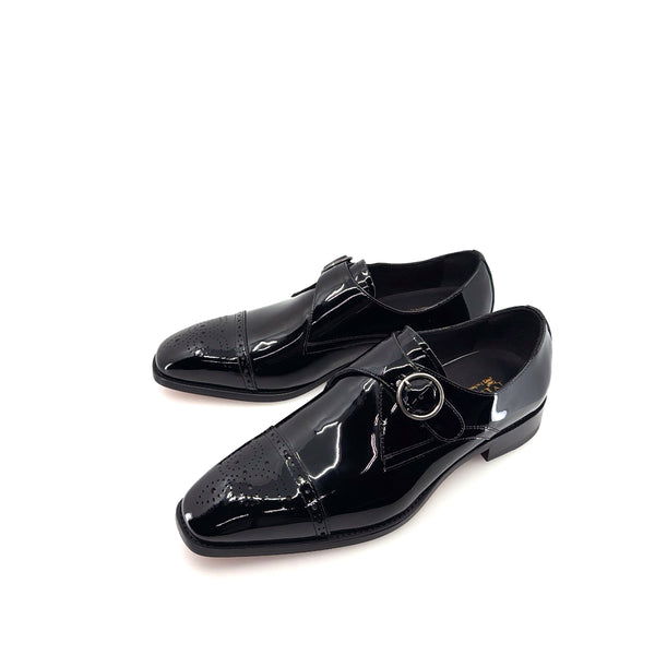 Maurice Patent Leather Monkstrap Shoe - Black
