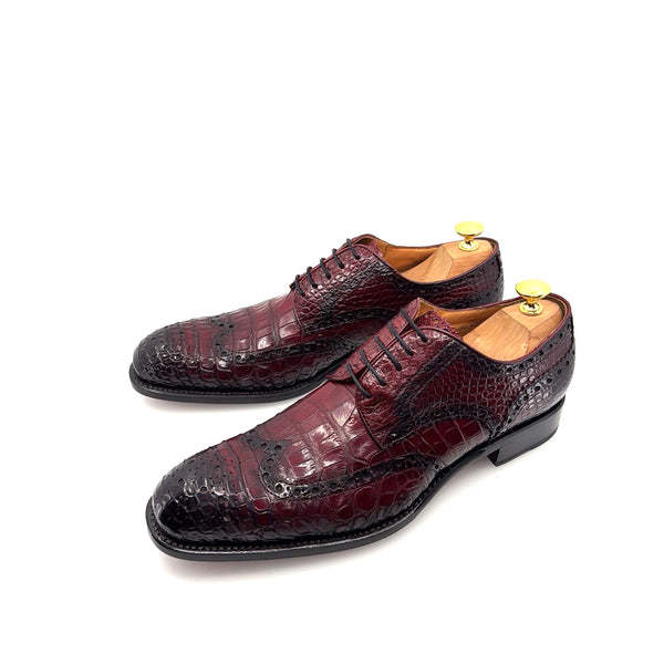Ugo Vasare Alligator Lace-Up Oxford - Burgundy