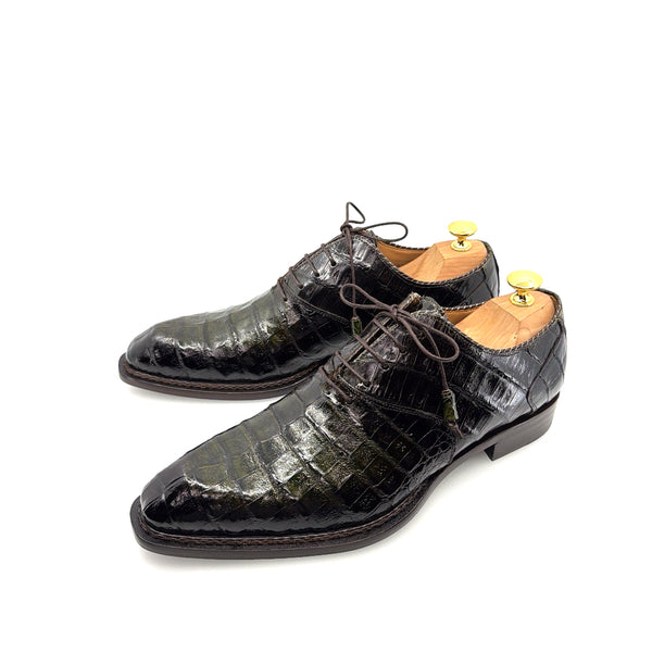 Mezlan Crocodile Oxford - Brown/Olive