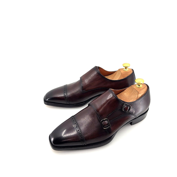 Maurice E Leather Double Monkstrap - Brown