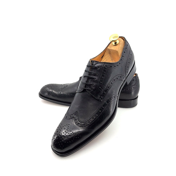 Ugo Vasare Llama Leather Wingtip Oxford - Black