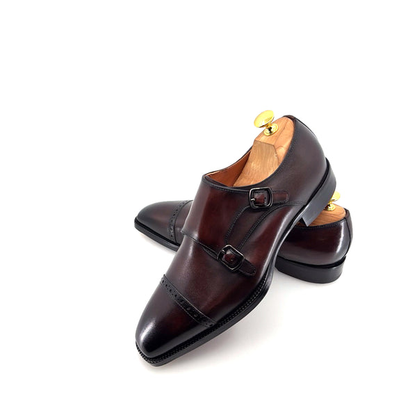 Maurice E Leather Double Monkstrap - Brown