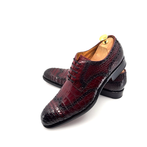 Ugo Vasare Alligator Lace-Up Oxford - Burgundy