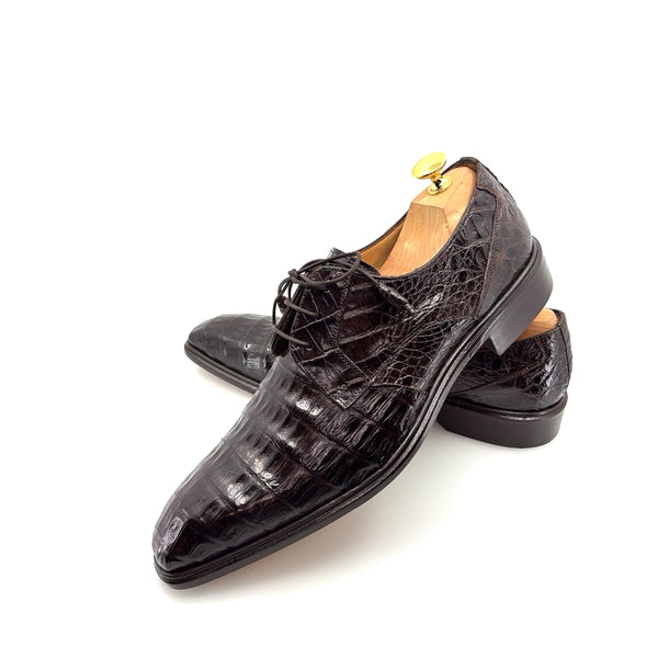 Mezlan "Beverly Hills" Crocodile Lace-Up Shoe Brown