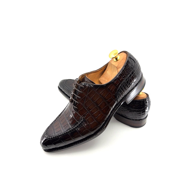 Ugo Vasare Alligator Lace-Up Shoe - Brown